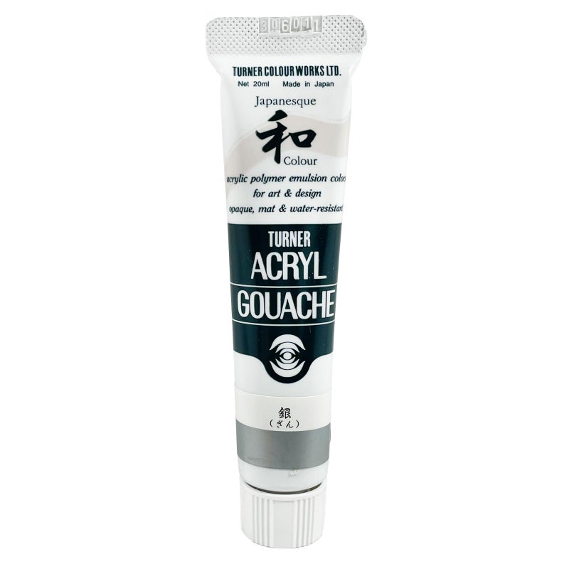 Turner Colour Works طلاء أكريليك للفنانين من شركة Turner Color Works Acryl Gouache - أنبوب فردي سعة 20 مل - فضي ياباني (MetAllic) - Image 1